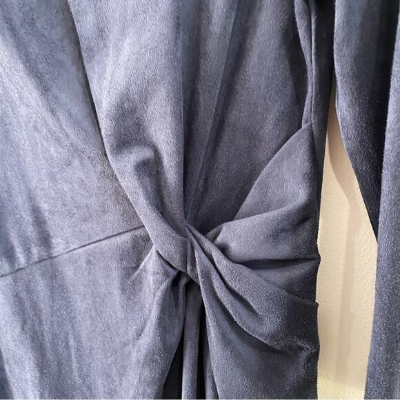 J. McLaughlin Sia Faux Suede Stretch Dress XS Blue Classic Chic Career Midi - Picture 7 of 9
